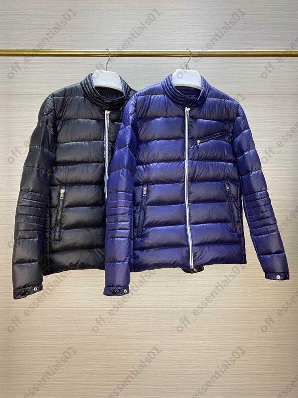 

Zippered letter stand collar mens down jacket France Luxury Brand jackets Designers Men S Clothing Size 1--5, Blue