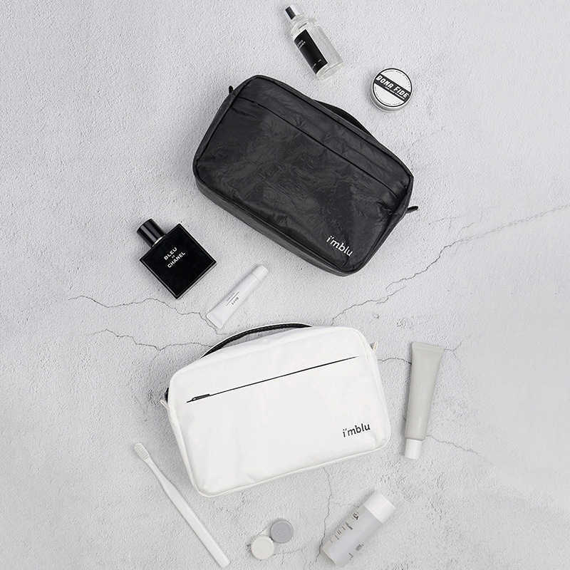 

HBPOrder DuPont paper cosmetic bag air travel toiletries and hand in carry multi-functional waterproof storage, White
