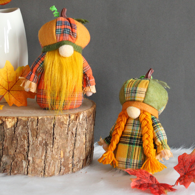 

Harvest Festival Plaid Pumpkin Hat Faceless Doll Party Favor Rudolph Gnomes Plush Stuffed Toy Window Decorations Gift Garden Accessories 10 5gl4 Q2