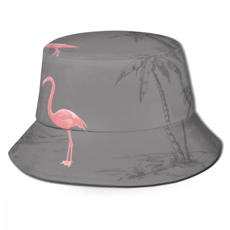 

Berets CINESSD Fashion Bucket Hats Fisherman Caps For Women Men Gorras Summer Charcoal Pink Flamingo, Black 4