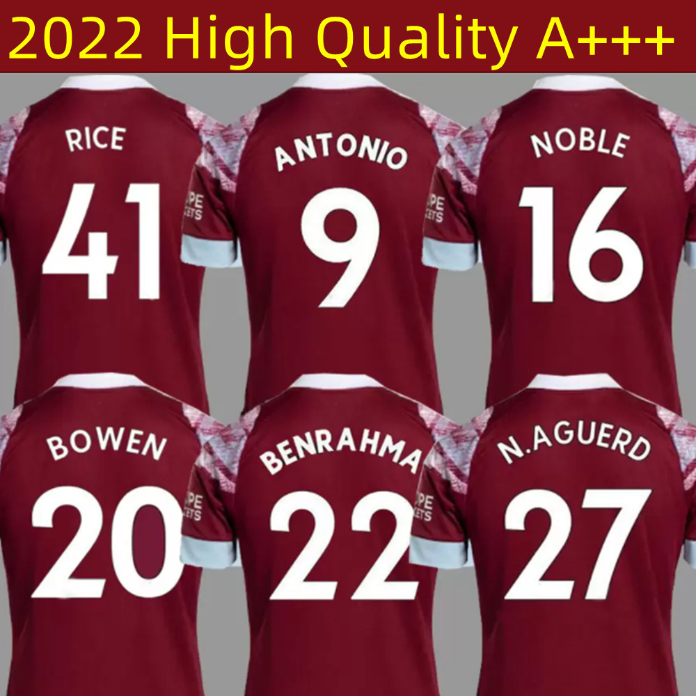 

22 23 West Hams BOWEN RICE Soccer Jerseys N.AGUERO BENRAHMA LANZINI ANTONIO YARMOLENKO NOBLE FORNALS DAWSON Vlasic SOUCEK 2022 2023Jersey Football Shirt Men