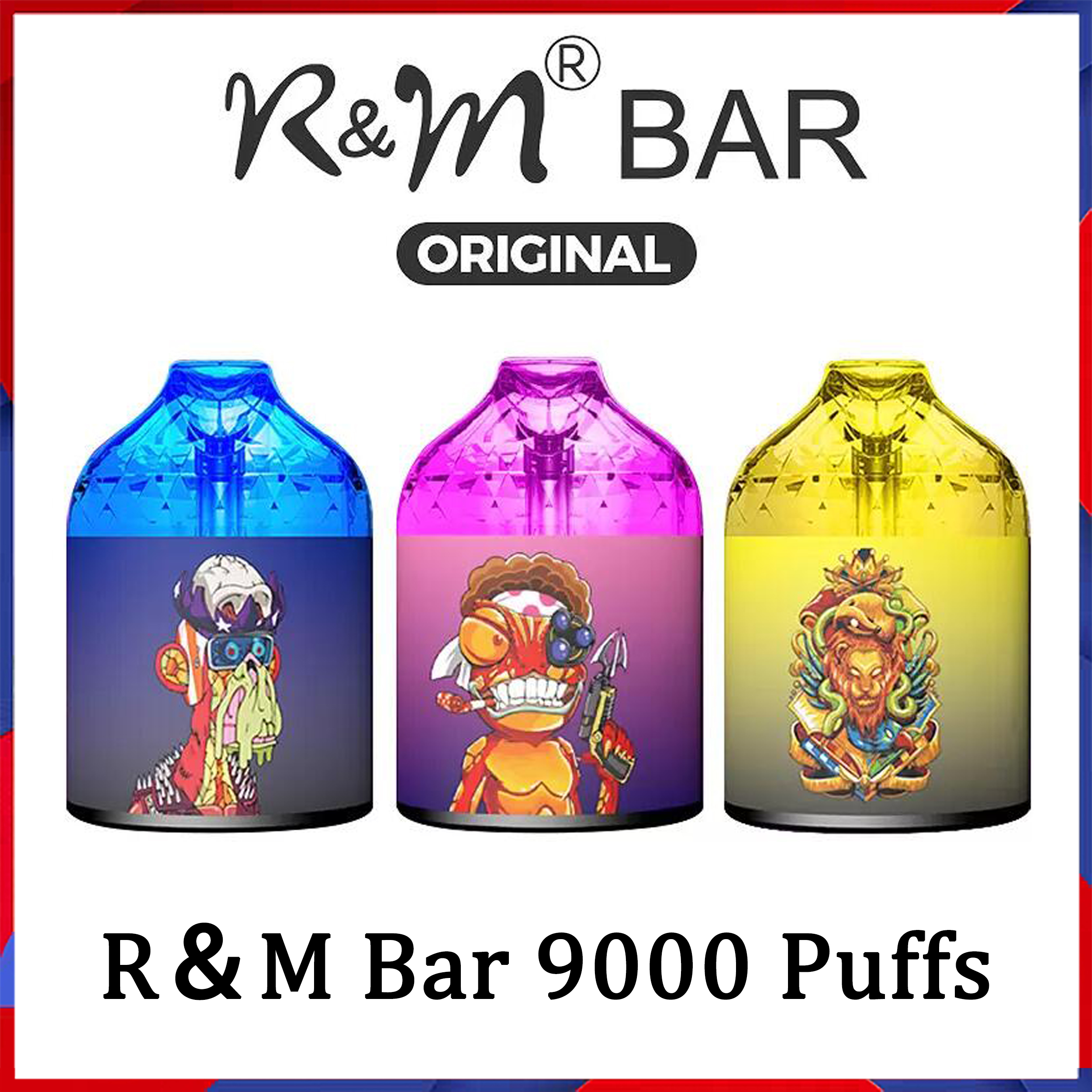 

Original RandM R&M Bar 9000 Puffs Cloud Beast Disposable E Cigarette Vape Pen With Mesh Coil 5% 15ML Cartridge Pod Device 650Mah Rechargeable Battey Airflow Control RM