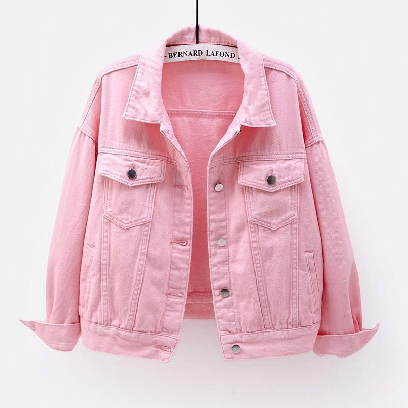 

Women' Jackets 2022 Spring Summer Fashion Color Thin Denim Coats Women Short Korean Loose Bf Long-sleeved Female Casual Solid Tops, Black