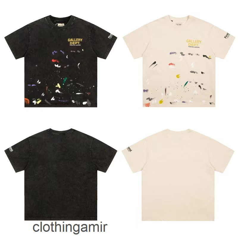 

Brand Galleryes Dept Tshirts 22ss Fashion Man Wash Splash Tshirt Ink Letters Short Sleeve T-shirt Men' Women' High Street Half, Wash black