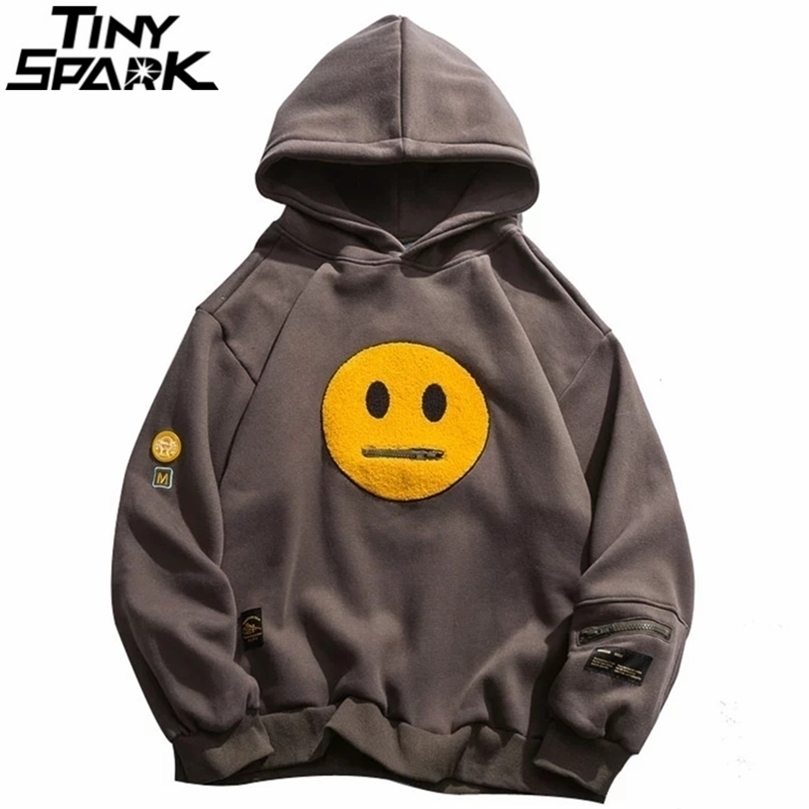 

Men Hip Hop Hoodie Streetwear Sweatshirt Zipper Pocket Patches Harajuku Cotton Fleece Hooded Pullover Grey White 220406, A01289 white