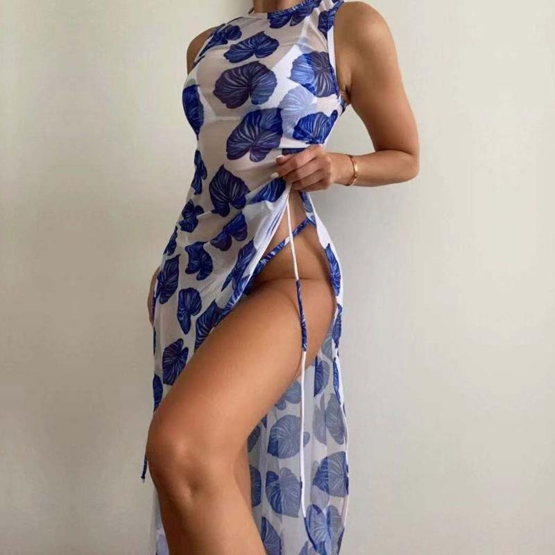 

Women' Swimwear Women Sleeveless Swimsuit Ladies Sexy Thong Bikini Solid Color Lace-up 3-pieces Adjustable Elastic Summer 24BDWomen, Set