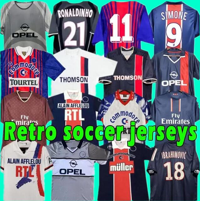 

01 02 03 91 93 94 95 96 psgs Retro Futebol Soccer Jersey Okocha Leroy Beckham 98 99 00 01 90 92 06 07 12 13 Classic Rai Anelka Ibrahimovic Ronaldinho home away fotball shirts, 02 03 away