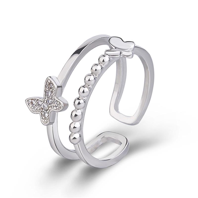 

Fashionable non-allergic double butterfly ring tail ring white gold and rose gold ring creative cute jewelry