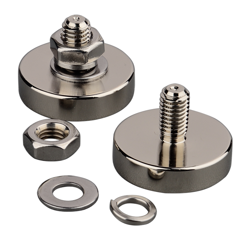 

4PC 100LBS Neodymium Magnet Pot D32mm Male Thread Stud M6 Steel Cup Magnetic base precision machine POS display fixture