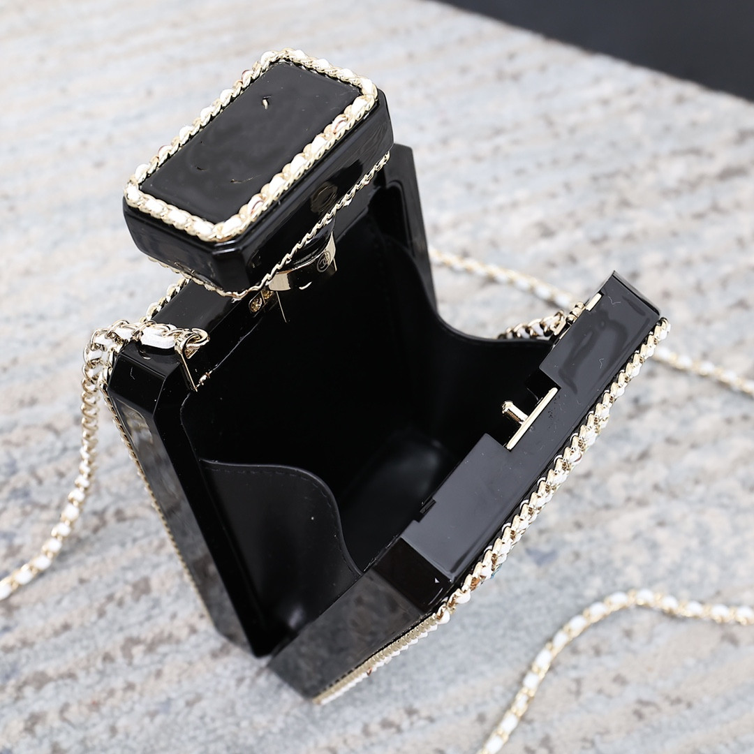 

LUXURY designer coco NO5 perfume bottle bag woman crossbody bags clambskin mini coin purse pouch CC chain bag, Box