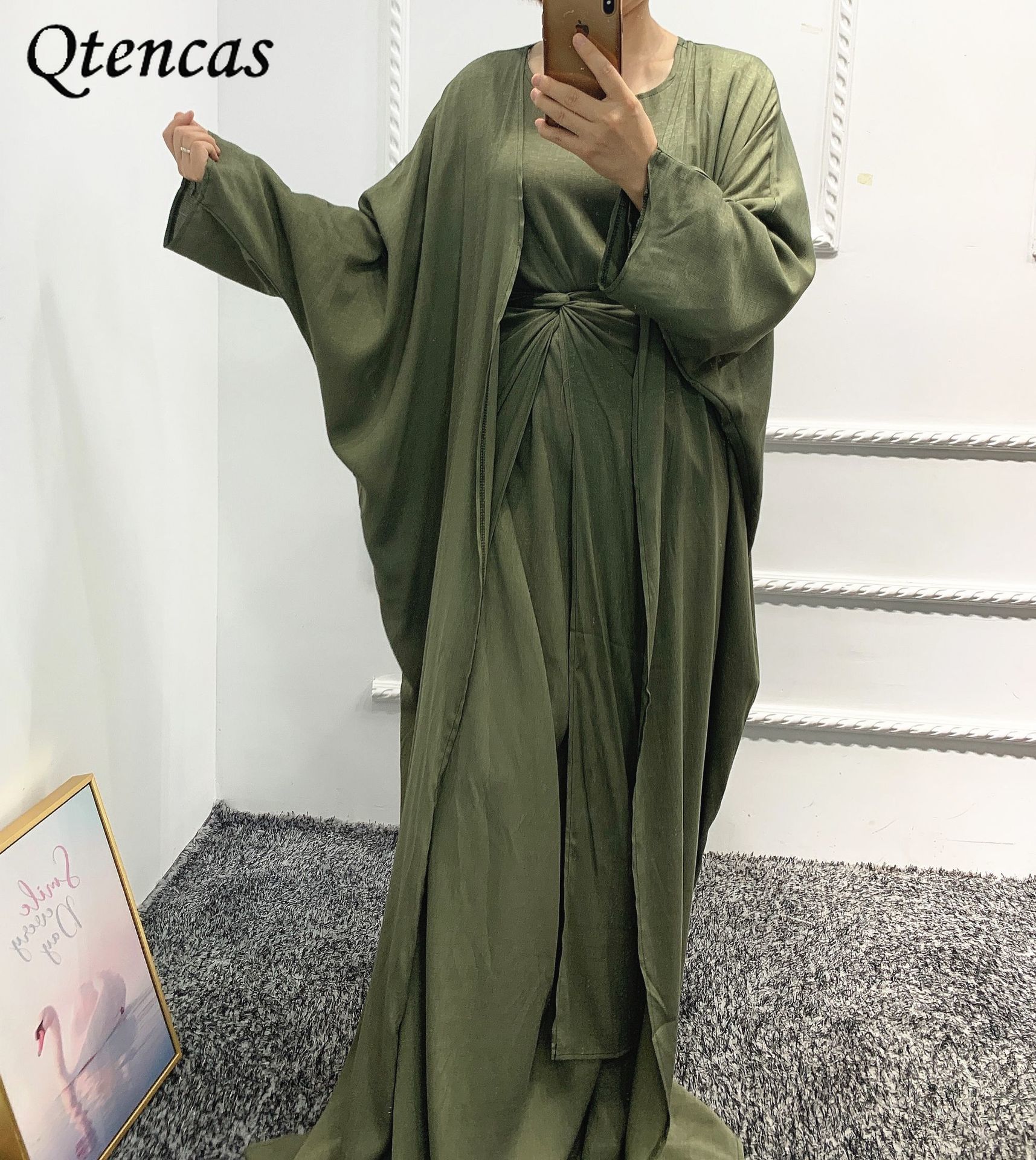 

Solid Color Abayas for Women Dubai Abaya Turkey Ramadan 3 Piece Muslim Sets Hijab Dress Indian Islam Clothing De Moda Musulmana