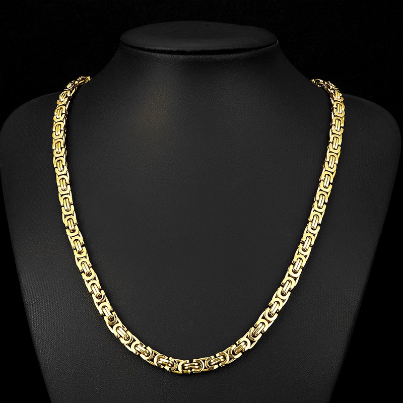 

6MM Wide Chain Stainless Steel Handmade Byzantine Flat Necklace Men Women Popular Jewelry