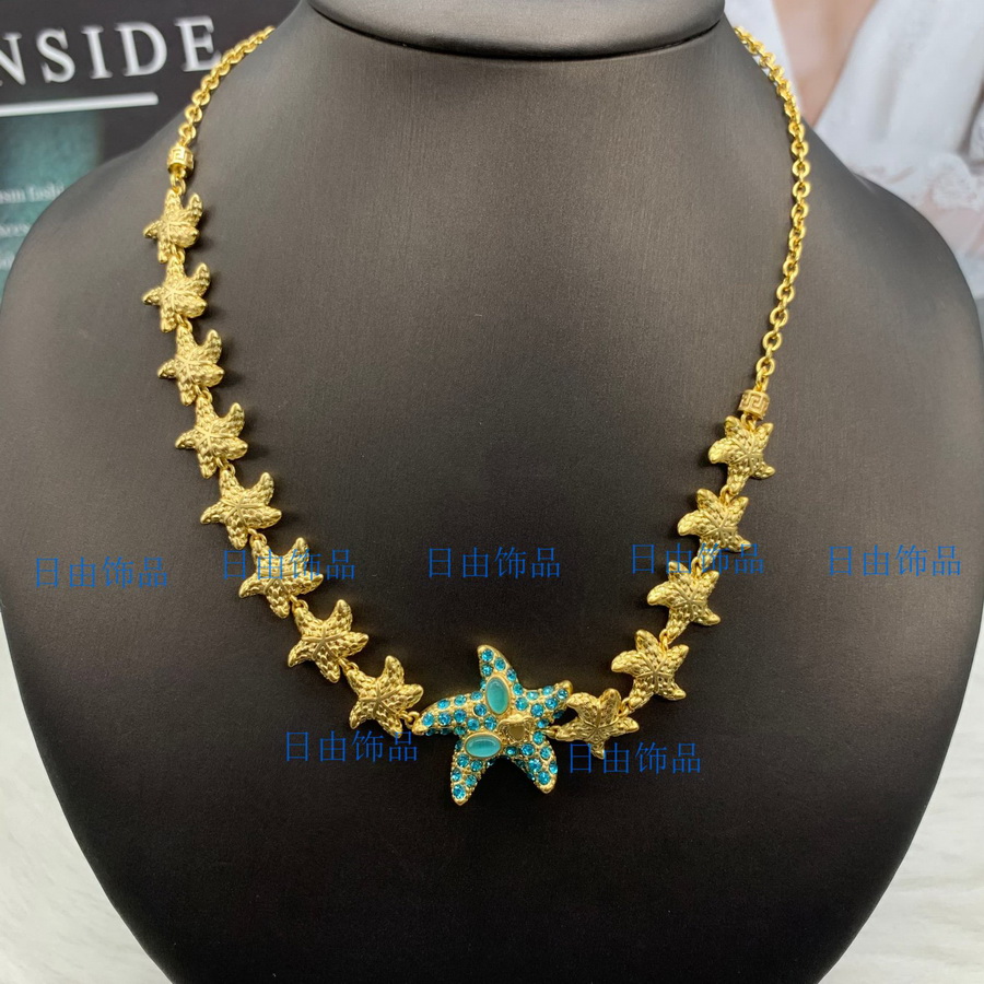 

New designed Medusa head portrait colored diamonds starfish women necklace bracelet sea travel holiday style ladies baroque Designer Jewelry, Golden