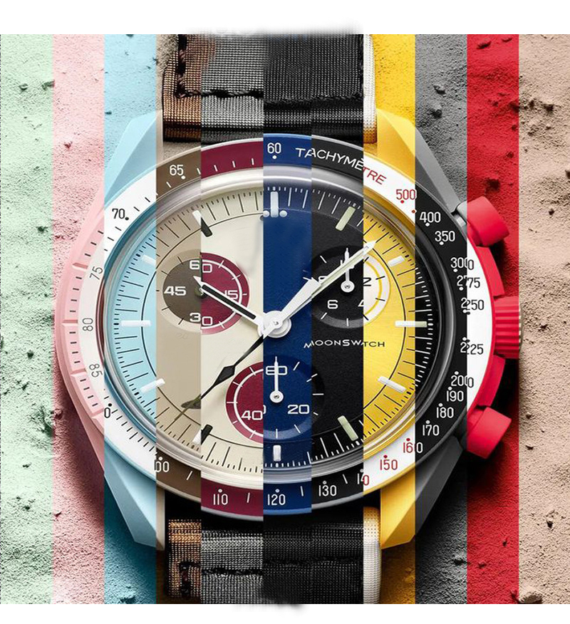 

2022ss Moons Quarz Chronograph Mens watch Mission To Mercury 42mm Real Black Nylon Super Luxury Watch montre de luxe Limited Edition master wristwatch, 9 uranus