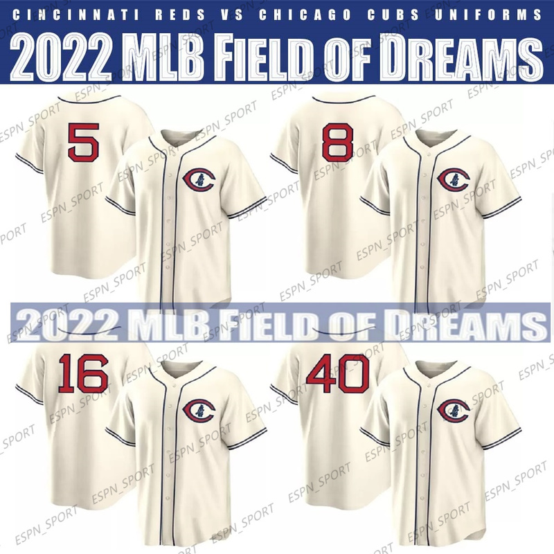 

Willson Contreras Cubs 2022 Field of Dreams Jerseys Seiya Suzuki Ian Happ Sandberg Madrigal, Mens cool base nk logo