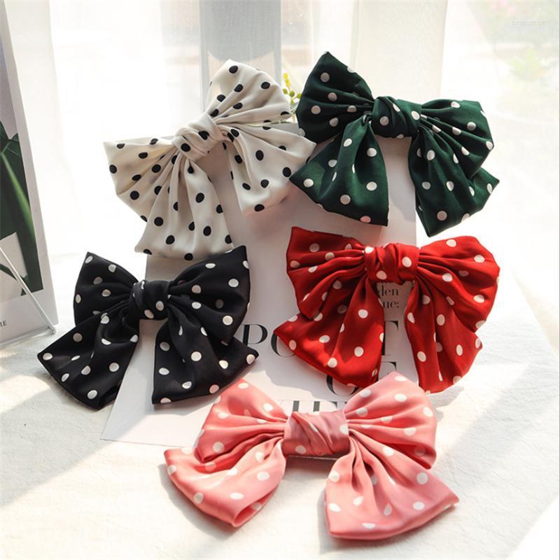 

Hair Accessories 10pcs/lot Ribbon Hairgrips Large Bow Hairpin For Girls Fashion Princess Clip Cute Dot Barrette, Green