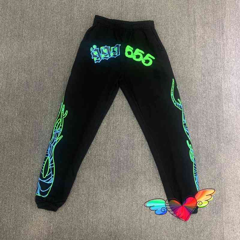 2024 555555 pantalon de survêtement hommes femmes Filmord Green Graphic Flame Print 555555 Pantalons Joggers Pantalons