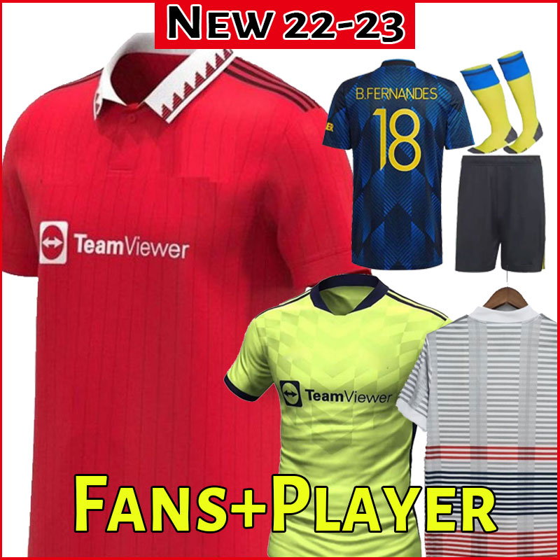 

RONALDO manchester 22 23 SANCHO soccer jerseys Fans Player version united BRUNO LINGARD POGBA FERNANDES RASHFORD man uTd football shirt 2022 2023 men kids kit sets, 22-23 away