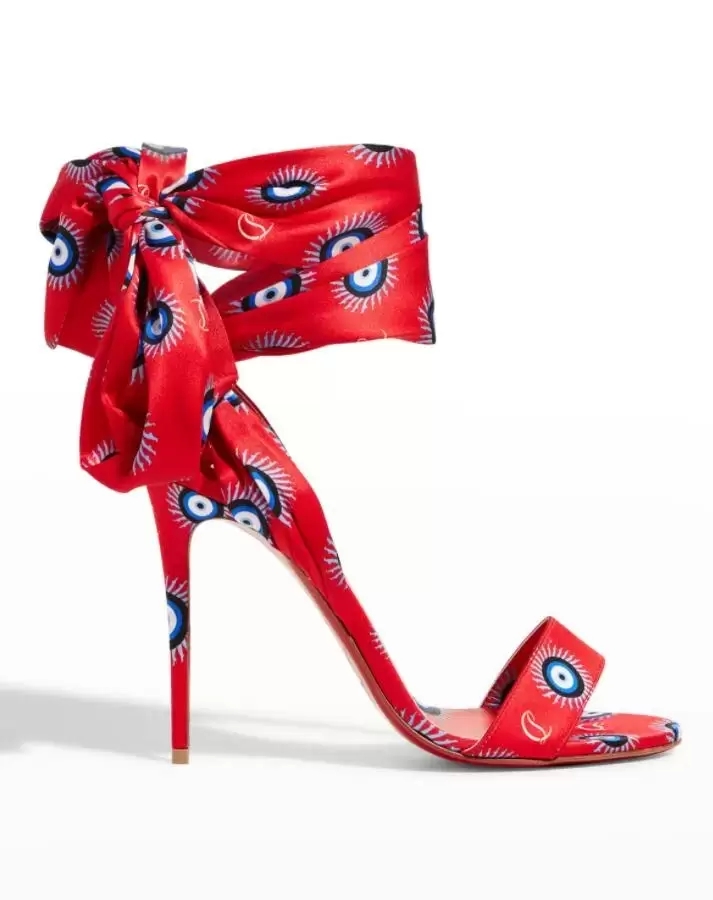 

Women dress high heel sandal shoes rubber Red Soles Sandale Du Desert ankle strap thin heeled open toe lady wedding party pumps with box 35-43