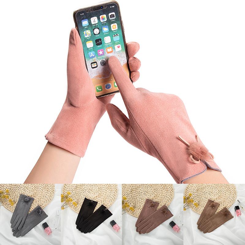 

Five Fingers Gloves Fashion Suede Touch Screen Furry Warm Full Finger Thick For Women Autumn Winter Outdoor 2022 TrendFive