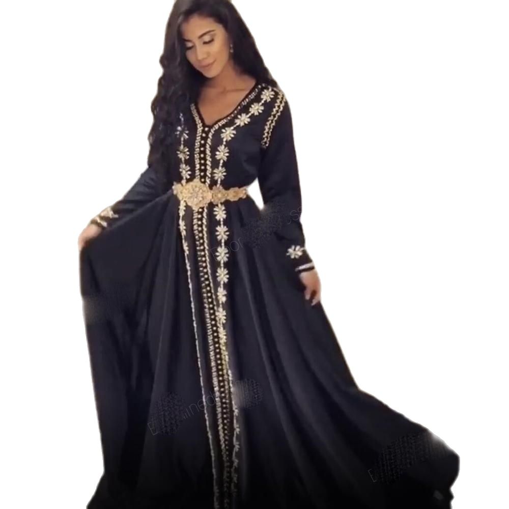 

2022 Moroccan Kaftan Evening Dresses Appliques Long Evening Gowns Muslim Full Sleeve Arabic Party Formal, Water melon