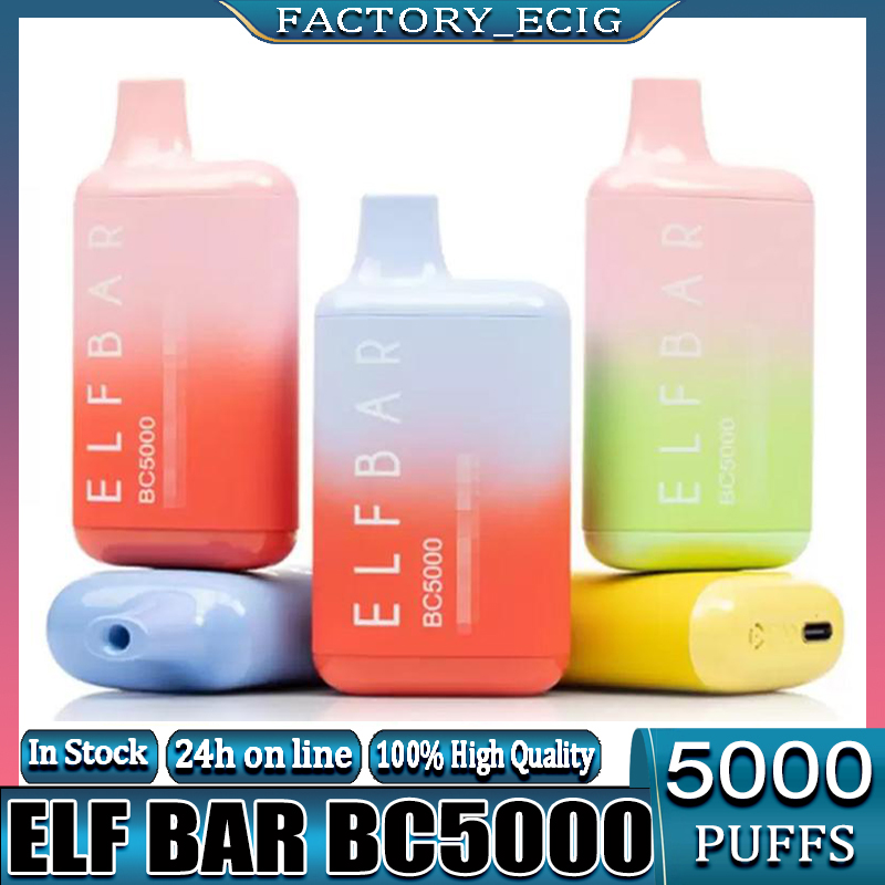 

Original Elf Bar BC5000 Disposable Mesh Coil 22 Colors E Cigarettes Kit 5000 Puffs 13ml 650mAh Rechargeable Vs Elf Bar 3000 4000 In Stock