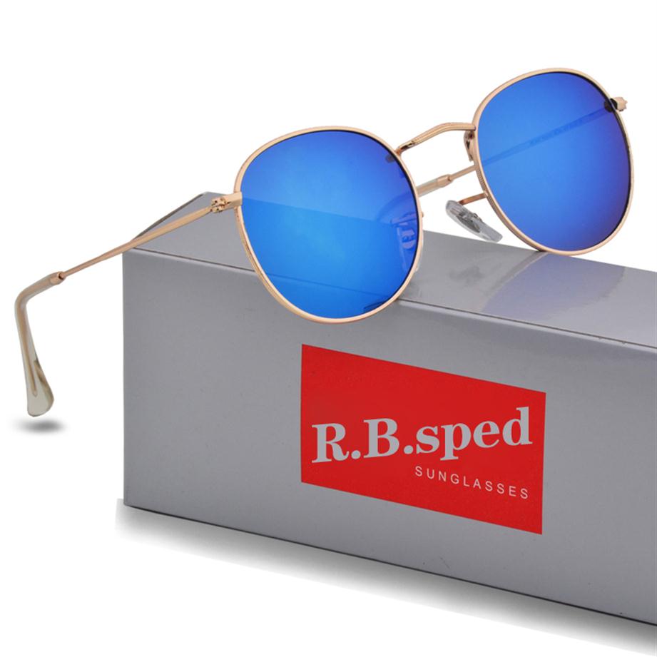 1pcs High Quality Fashion Round Sunglasses Mens Womens Designer Brand Sun Glasses Gold Metal Black Dark uv400 Lenses Better Brown 288Y