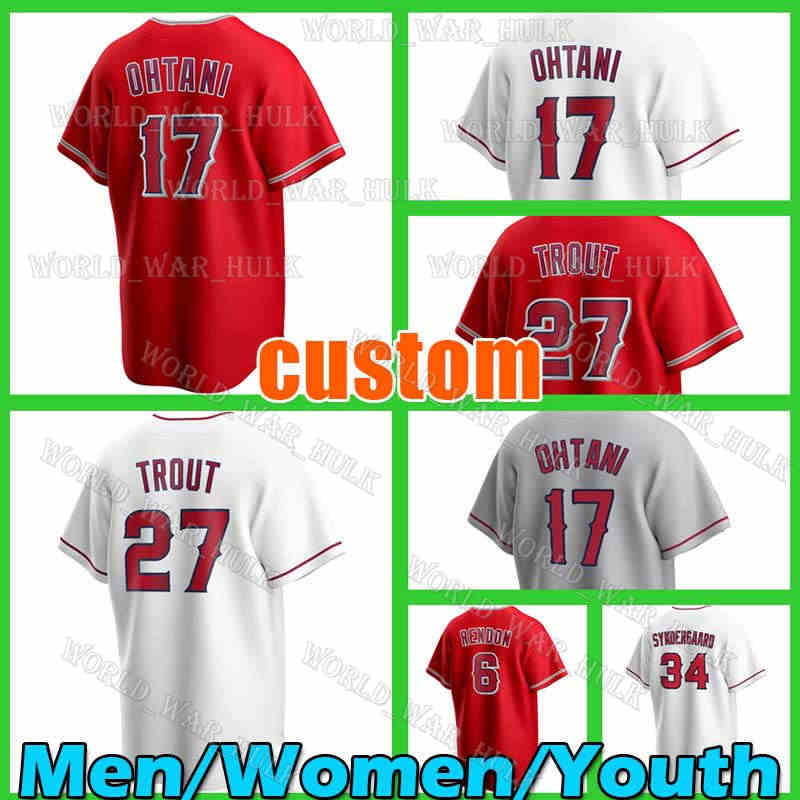 

17 Shohei Ohtani Jersey Los Angeles Mike Trout Angels 6 Anthony Rendon Baseball David Fletcher Brandon Marsh Max Stassi Jared Walsh Jo Adell Noah Syndergaard Jo Adell, Men custom cool base(t s)