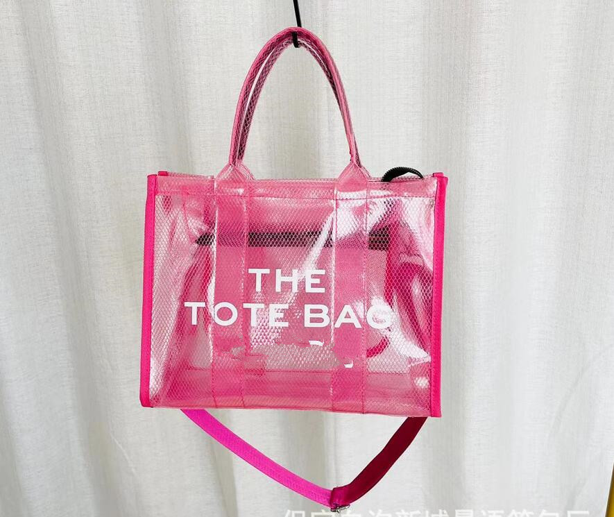 

Fashion PVC Material The Tote Bag Large capacity women shoulder handle Plain handbags casual letter Stripes fashion famous designer wallets cross body lady purse, Pink