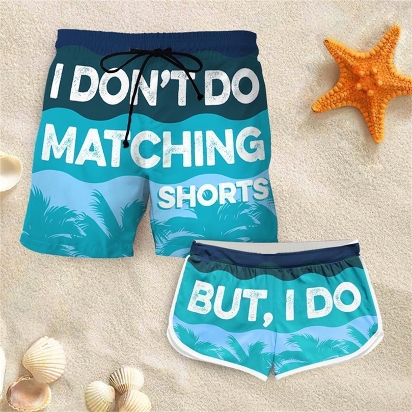 Short assorti personnalisé I Do pour Couple, imprimé en 3D, décontracté, pour hommes et femmes, tenue de Couple, short de plage, W220617