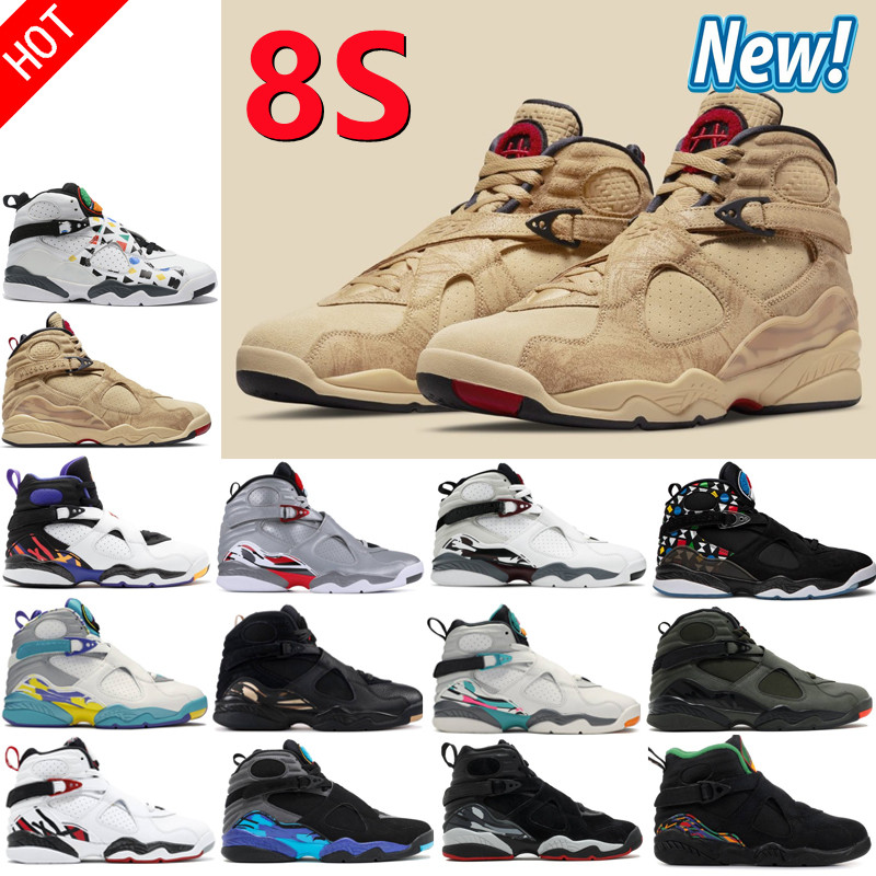 

High Quality 8 8s Men Women Basketball Shoes University Blue UNC Electric Green DMP 8 Black Samurai Aqua Chrome South Beach Three Peat Unisex Sport Trainers Sneakers, Shoebox