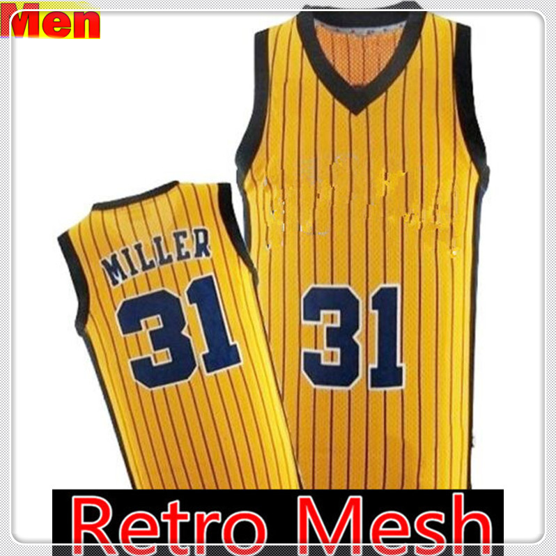 

Reggie 31 Miller Jersey Russell 4 Westbrook Basketball Jerseys Red Blue White Black Grey M  XL XXL Embroidery