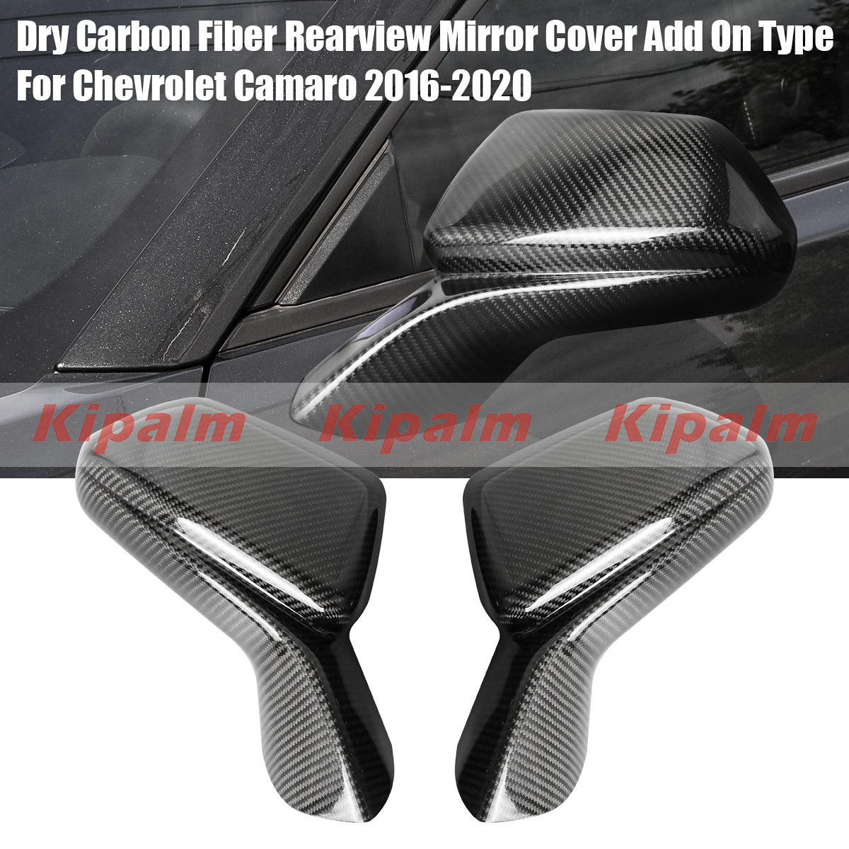 1 Pair Dry Carbon Fiber Rearview Car Mirror Cover Add On Type For Chevrolet Camaro-image-762933328