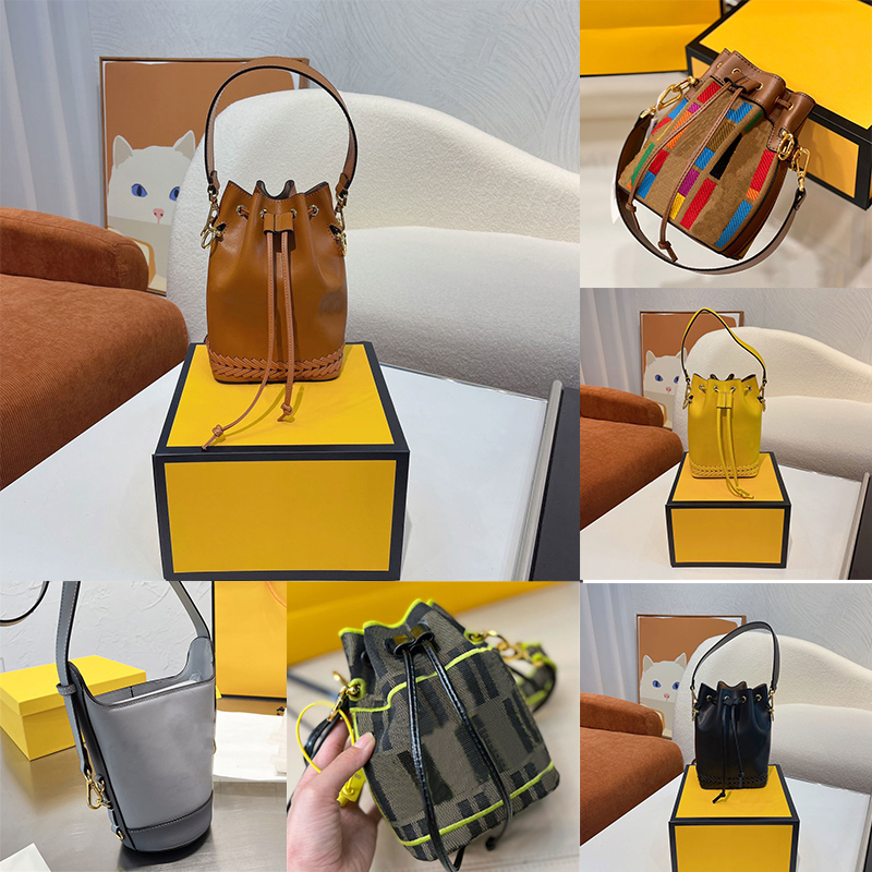 

Mini Bucket Bag Women Drawstring Handbag mon Transparent tresor Shoulder Bags Canvas Leather Purse Gold Classic Lettered Hardware Crossbody Bags Removable Strap