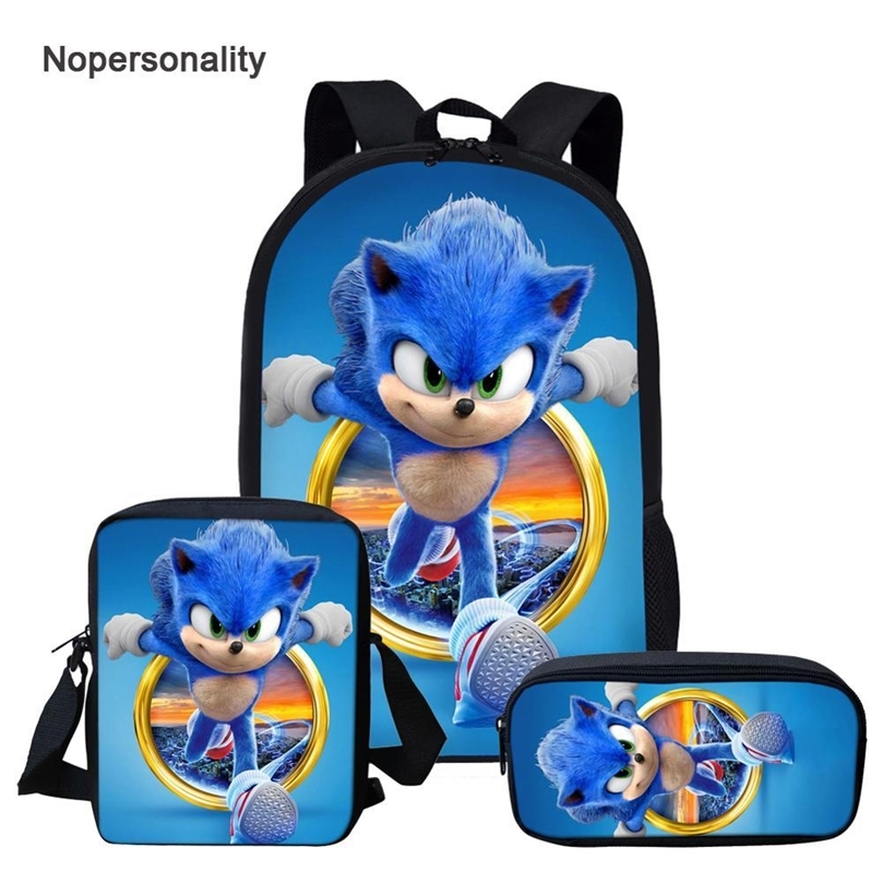 Nopersonlity Cartoon Sonic The Hedgehog Print School Bag for Kids Cute Elementary Primary Boys Girls Scoholbag Children Bookbags LJ201225