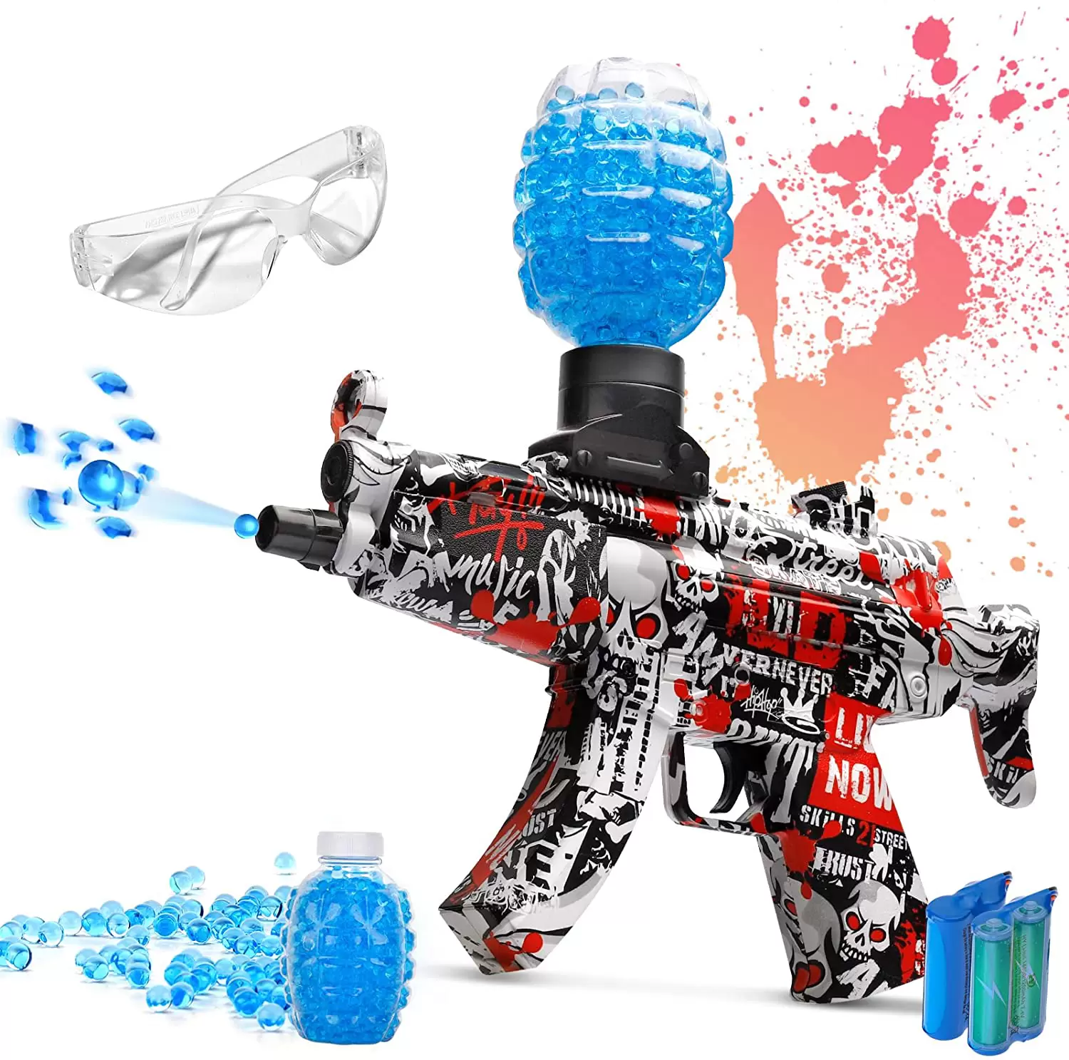 MP5 Electric Gun Toy Gel Wasserkugel mit 5000 Stück Schießtoy Gun Blaster Pistol CS gegen Outdoor -Spiel für Kinder Erwachsener rot