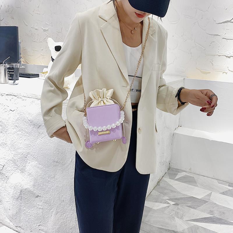 

Evening Bags Crossbody For Women Candy Color Square Bag Designer Elegant Handbags With Metal Chain And Pearl DecorationEvening, Purple