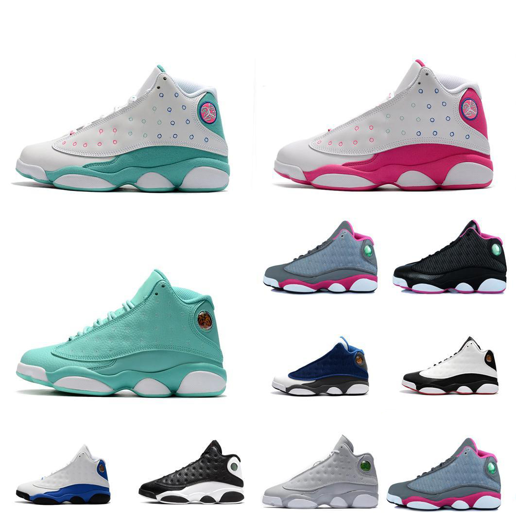 

Retro womens jumpman 13s basketball shoes mens kids 13 xiii sneakers Aqua White Freshwater Blue Green Pink Black lebron 19 tennis, 1#