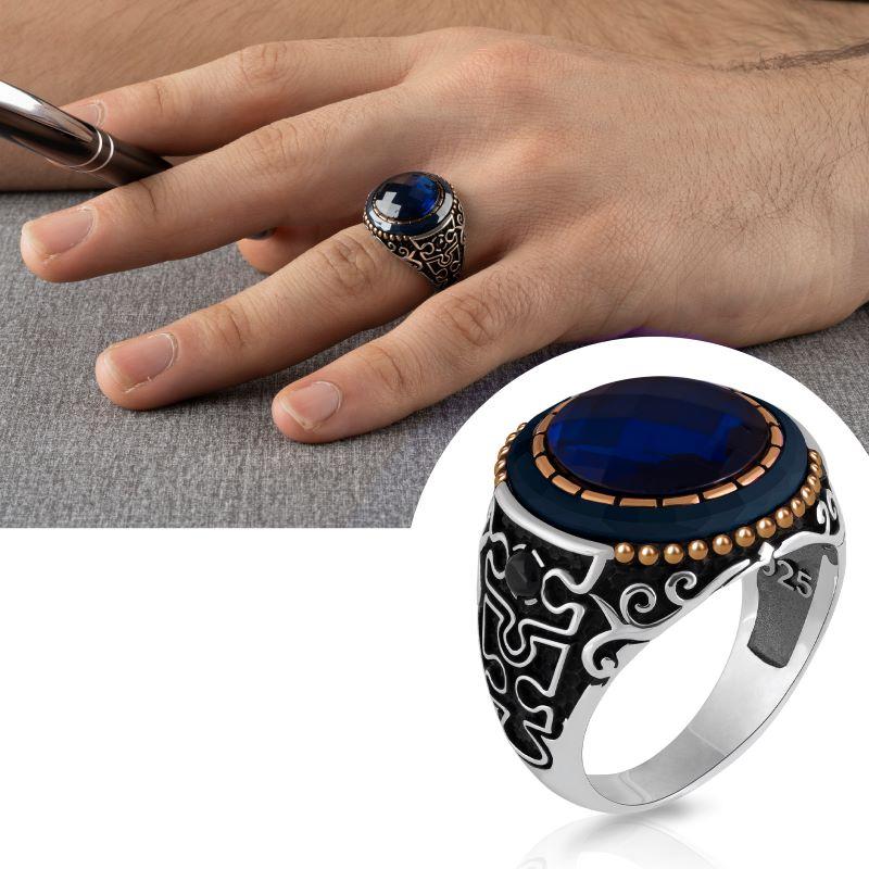 

Cluster Rings D High-quality 925 Sterling Silver AGATE STONE Ring Jewelry Made In Turkey A Luxurious Way For Men With Gift