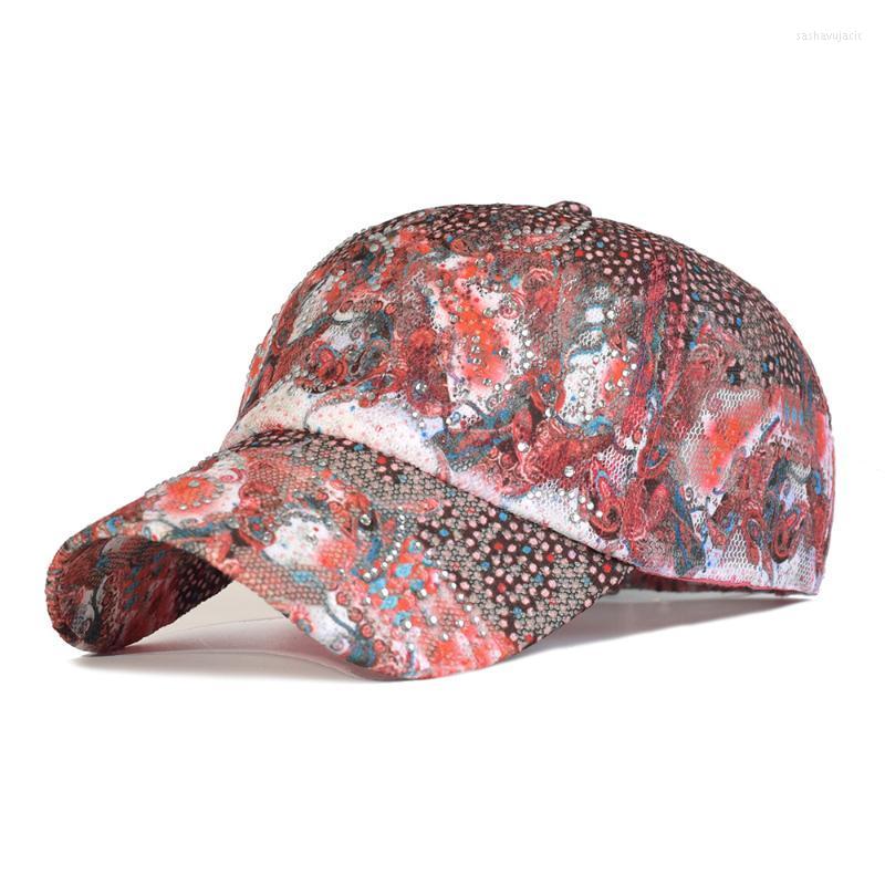 

Ball Caps Glitter Floral Baseball Cap Women Snapback Dad Hat Mesh Trucker Summer Female Adjustable Breathable Hats CasualBall, Blue
