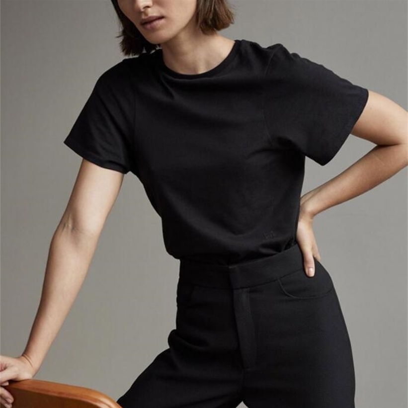 

Spring and Summer Style Women Classic  Letter Printed Fabric Soft Cotton Short-sleeved T-shirt 220322, Beige