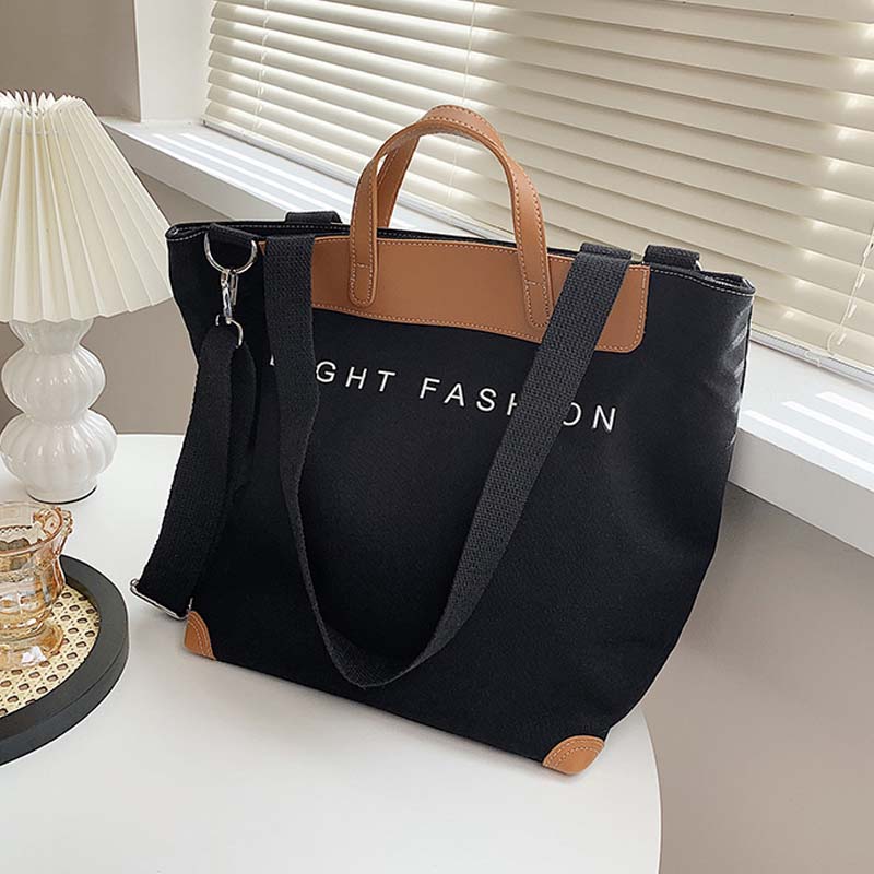 

Women Casual Canvas Handbags Designer Letters Shoulder Crossbody Bags Female Large Capacity Totes Leather Patchwork Shopper Bag, Gray blank