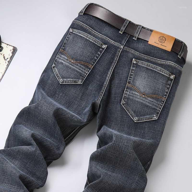 

Men's Jeans Spring Autumn Men Denim Mens Slim Fit Tall Male Cotton Pants Fashion Blue Jean Man Plus Size 38 40Men's, Smoky gray
