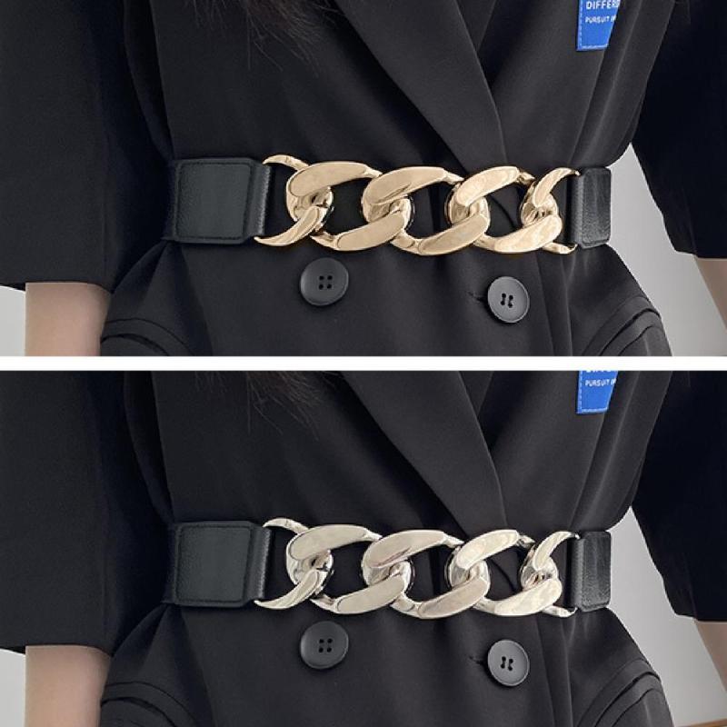 

Belts Female Stylish Adjustable Buttons Coat Belt Lady Chain Decoration For Daily Wear, Silver