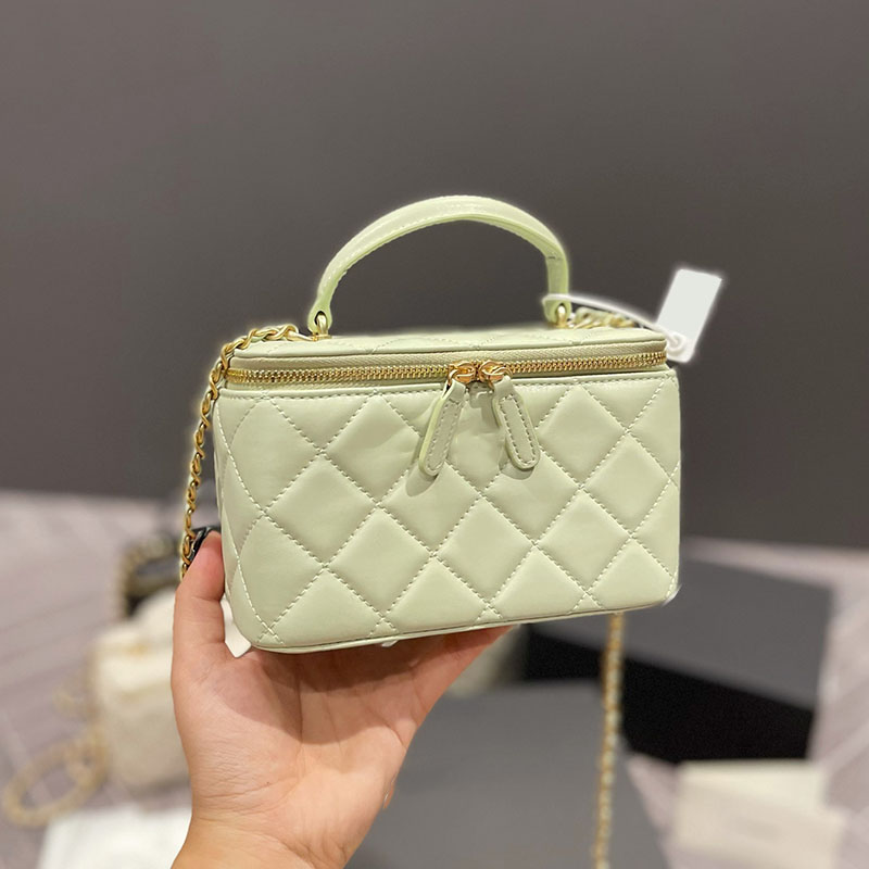 

Womens Top Handle Vanity Totes Bags Card Holder Large Capacity Cosmetic Case GHW Crossbody Shoulder Pouch Handbags 18CM, Box