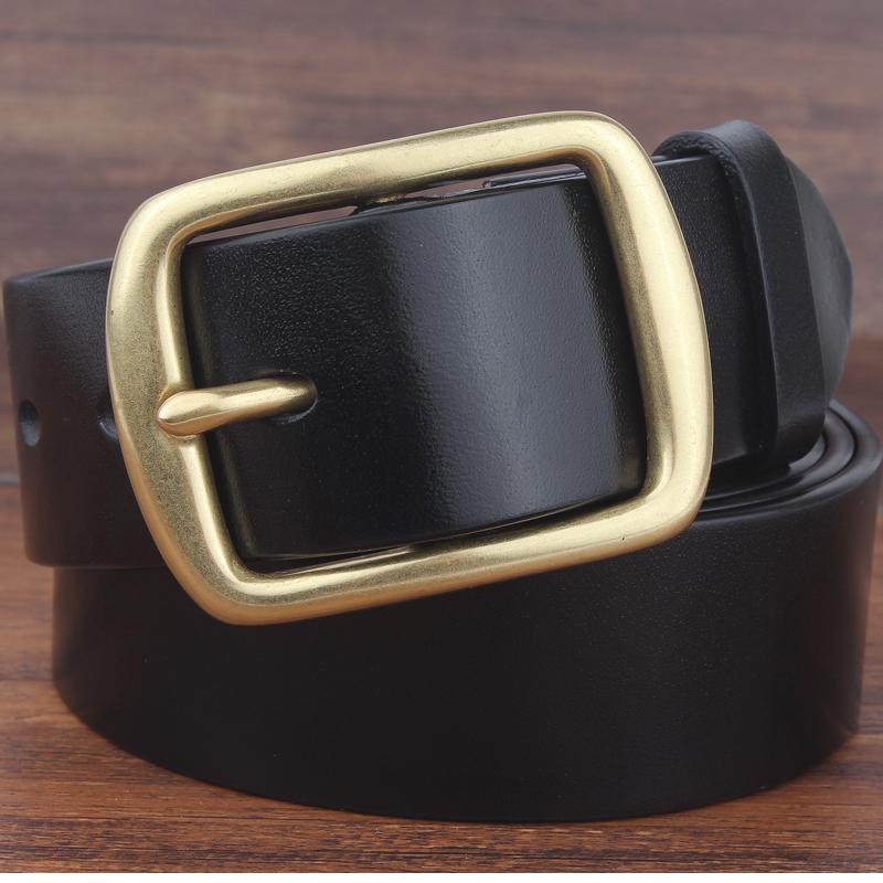 

Belts High Quality For Men Genuine Leather Belt Male Fashion Designer Man Strap Durable Cow Skin Girdle Copper BuckleBelts, Black
