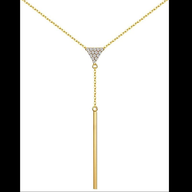 

Chokers Gold Gorgeous Long Lariat Y Necklace Dainty Bar Pendant Simple Trendy Drop Chain Necklaces For Women GirlsChokers