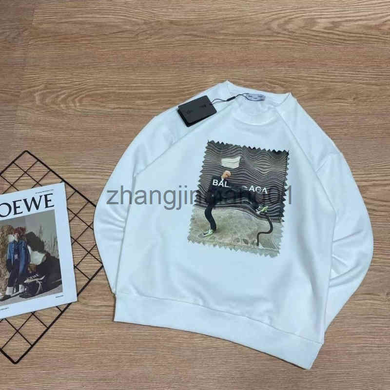 

Designer Balanciagas Hoodie Vintage Luxe Fashion Brand Twisted Portrait Stamp Printed Cotton Loose Round Neck Men' Women' Lovers' Black White Sweater XXXXL, 1111