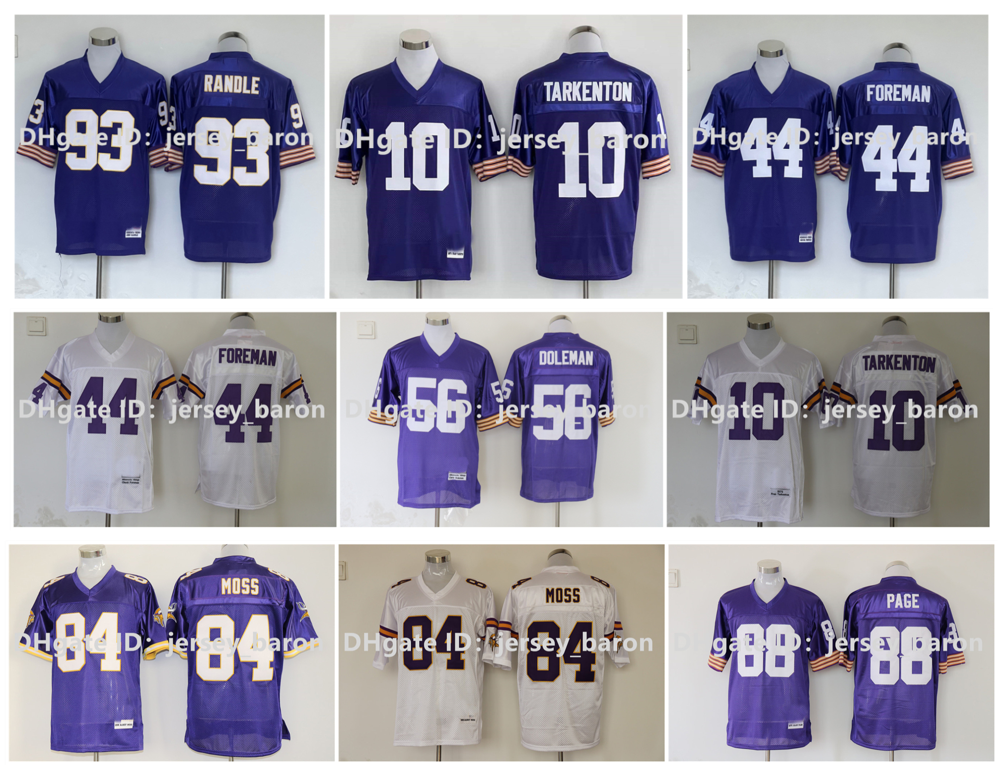 

Throwback Football Jersey 84 Randy Moss Alan Page Fran Tarkenton Chuck Foreman Paul Krause Alan Page 28 Adrian Peterson John Randle Chris Doleman M&N Purple White, As pic