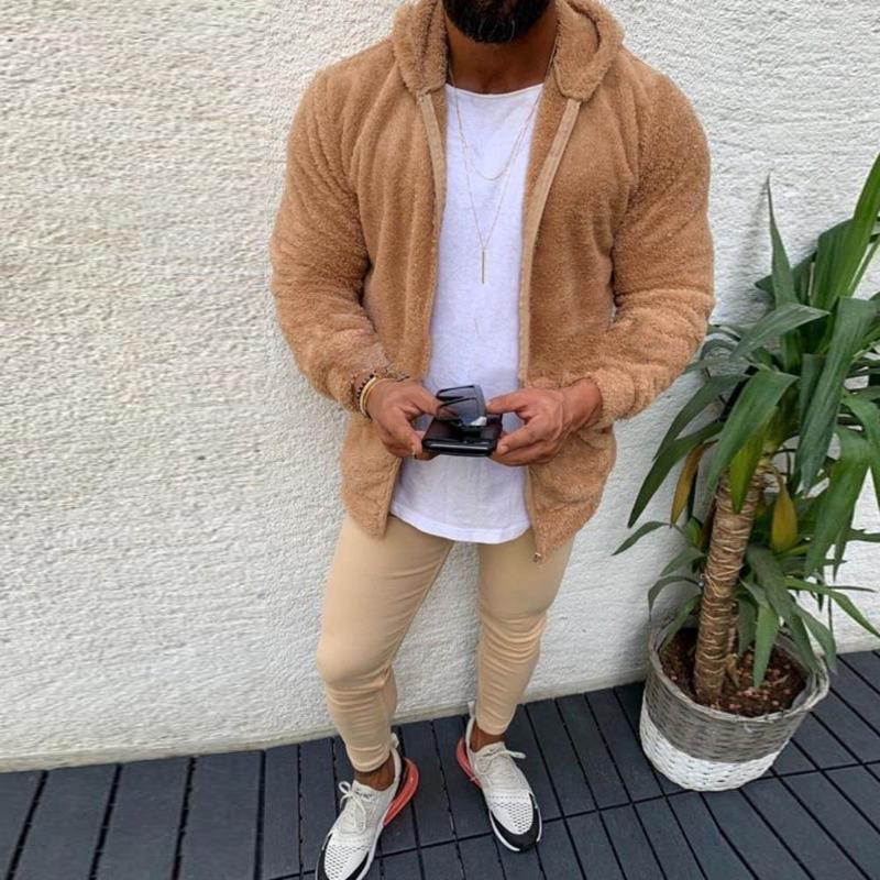 

Men's Jackets 2022 Sherpa Fleece Sweater Fluffy Cardigan Hooded Teddy Coat Plus Size 3XL Loose Sweaters, Black